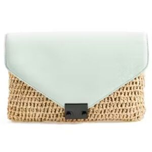 Loeffler Randall Straw Lock Clutch with shoulder chain